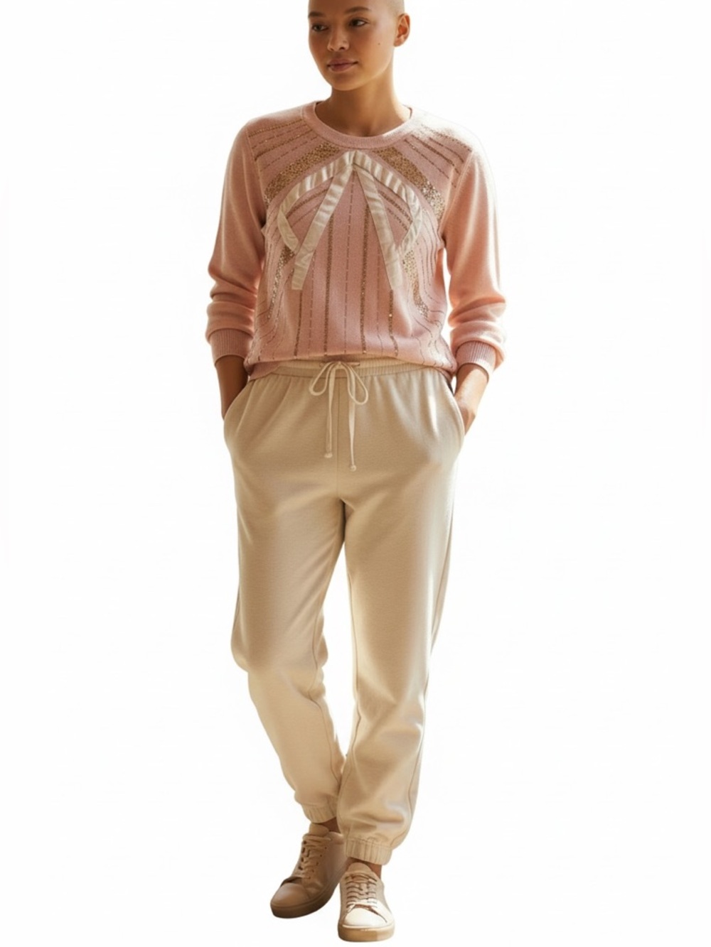 Anthropologie Embellished Pink Bow Beaded Sweatshirt NWT - Picture 11 of 16